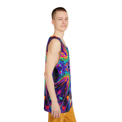 Corner detail shot of the Nebulizer print on the tank top.