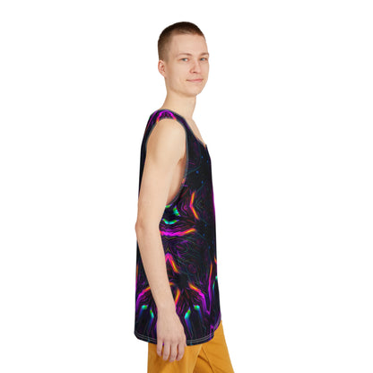Flat lay of the Knight City Core men's tank top laid out to show the full print.
