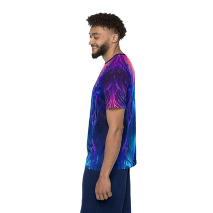 Midnight Spell men's sport tee shown fully spread to display the design.