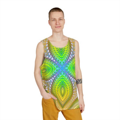 Angled view of the Activation Initiated men's tank top.
