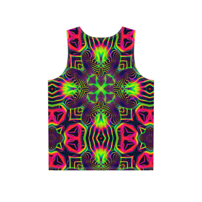 Close-up of the Psypod tank top fabric and print detail.