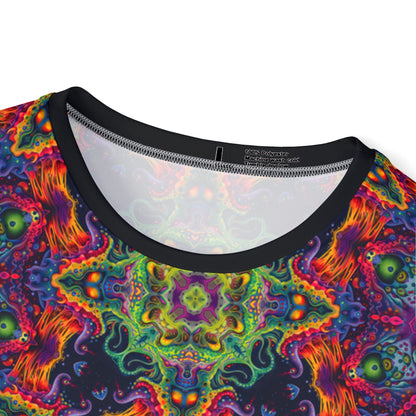 Close-up of the Lucid Dream sport tee print showing color and pattern detail.