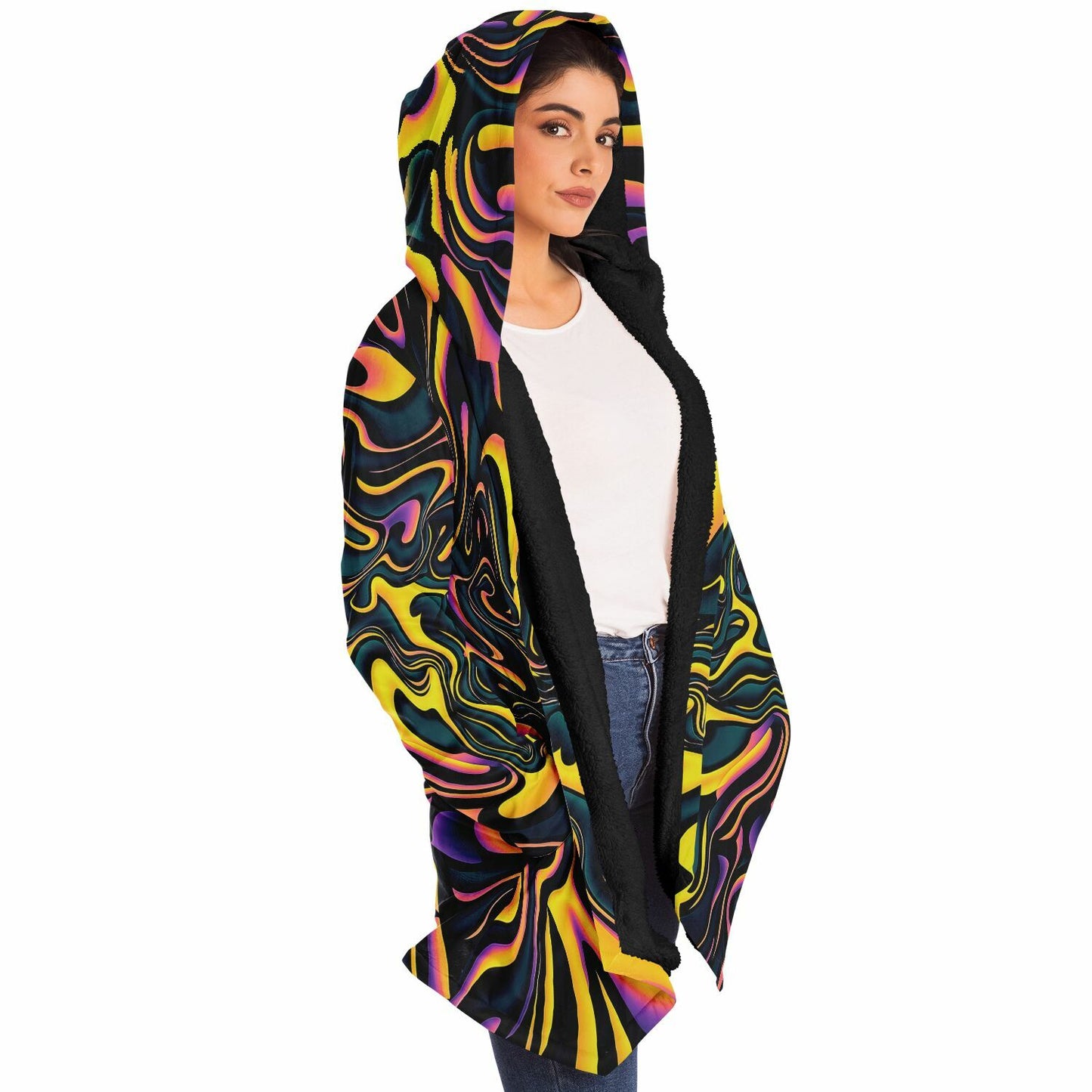 "Pink Plus Black Equals Yellow" HOODED CLOAK