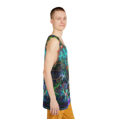Men's tank top with the To Tree or Not to Tree design, shown from above.