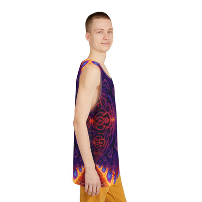 Flat lay of the Lilith's Gate V3 men's tank top laid out to show the full print.