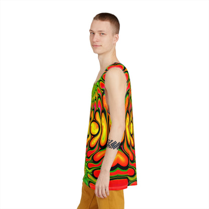 Product photo of the Groove Time men's tank top from above.