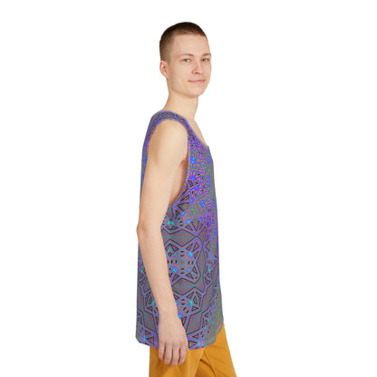 Side view of the Chaos of Tron all-over print men's tank top.