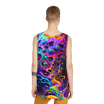 Flat lay of the Aurora Boreafungus men's tank top.