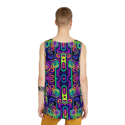 Folded view of the 'Tripnotist Flip' men's tank top on a plain background.