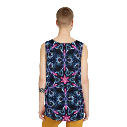 Corner detail of the Sentinel Star men's tank top print.