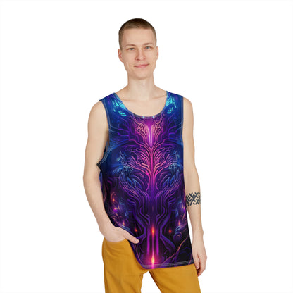 Close-up of the Midnight Spell print detail near the hem of the tank top.
