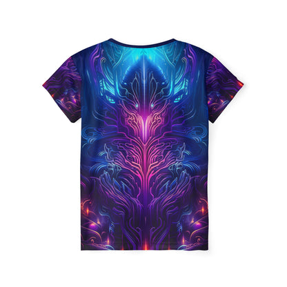 "Midnight Spell" women's sport tee, additional product photo showing the all-over print design.
