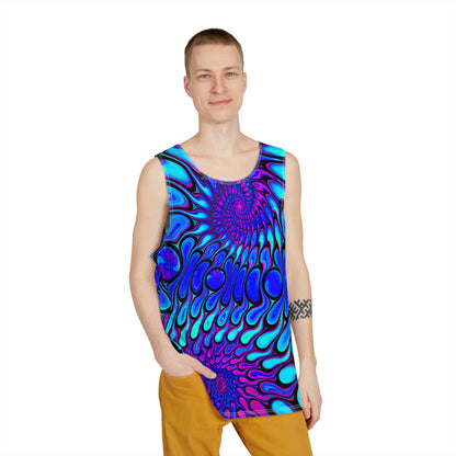 Angled product photo of the Night Groove men's tank top.