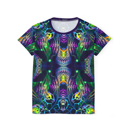 Front view of the Awakened V2 print on this women's sport tee