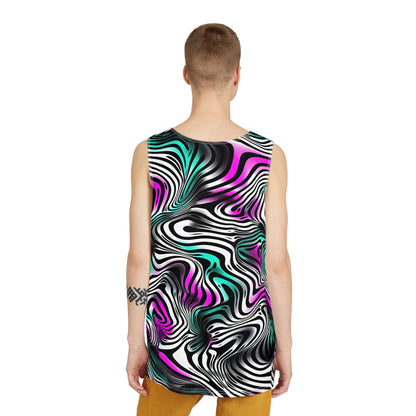 Angled view of the 'Can't Catch This' men's tank top, showing the fit and drape of the fabric.