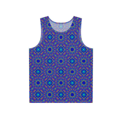 Product photo of the Aztecia Pattern men's tank top showing the full print.