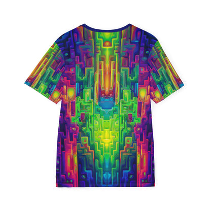 'Galaga' sport tee for men, back view showing the print continuing across the back.
