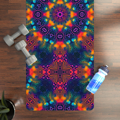 Close-up of the print detail and suede texture on the Cosmic Fingerprint V3 yoga mat.