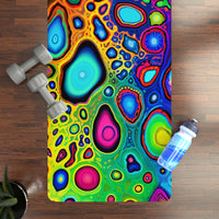 Close-up of the Psycho Leopard yoga mat's microfiber suede top texture and print detail.
