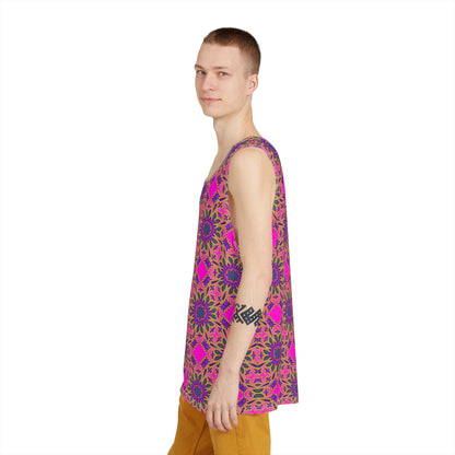 Overhead view of the 'Pink Passion' men's tank top