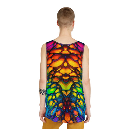 Overhead view of the Scaled P2 men's tank top laid on a flat surface.