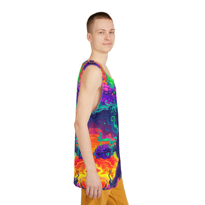 Flat lay of the Mush Tree So Color tank top showing the full front design.