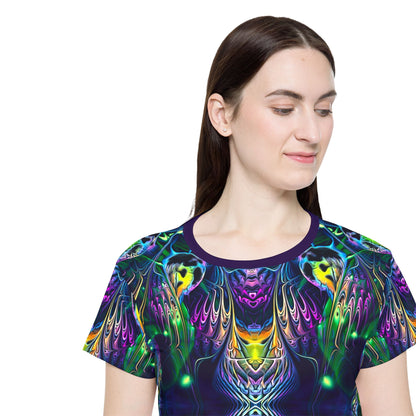 Flat lay photo of the Awakened V2 women's sport tee