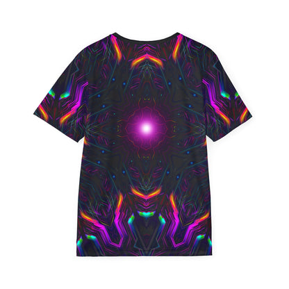 Back view of the "Knight City Core" sport tee, showing the print continuing across the fabric.