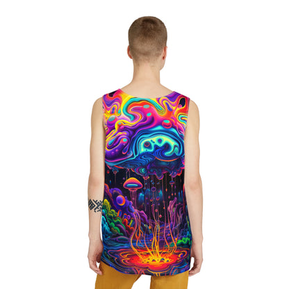 Front view of the Acid Rain tank top with the design printed edge to edge.