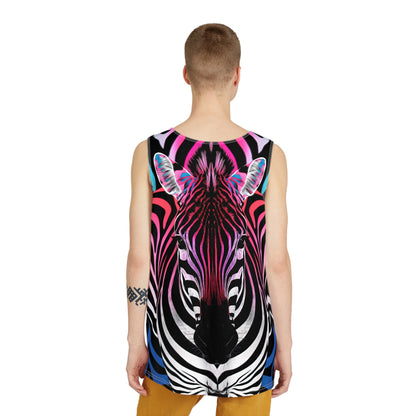 Detail of the Psybra graphic on a men's tank top