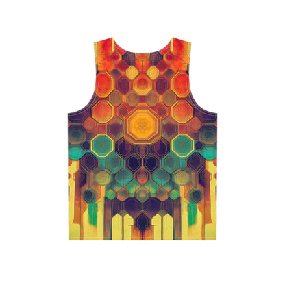 Back view of the Honeycombed print men's tank top showing the full design.