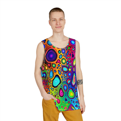 Psycho Leopard print men's tank top laid flat