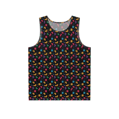 Front view of the Tetris Pattern men's tank top, full all-over print visible.