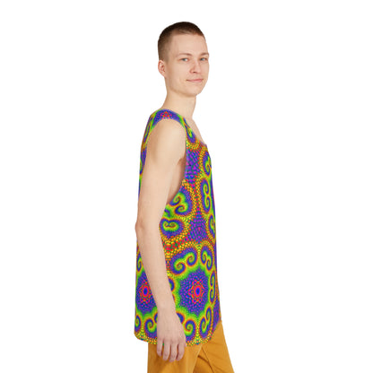 Honeycore Fractal men's tank top laid flat.