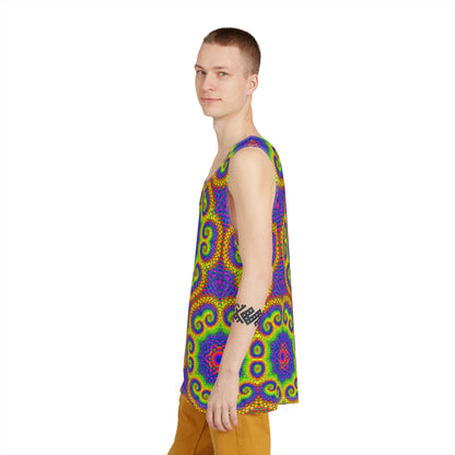 Side view of the Honeycore Fractal men's tank top on a model.