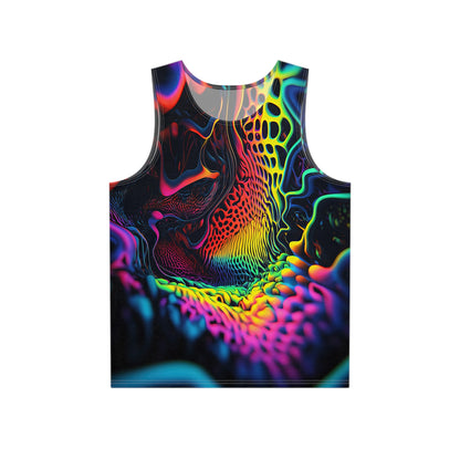 Front view of the Ferro Field men's tank top showing the full abstract print.