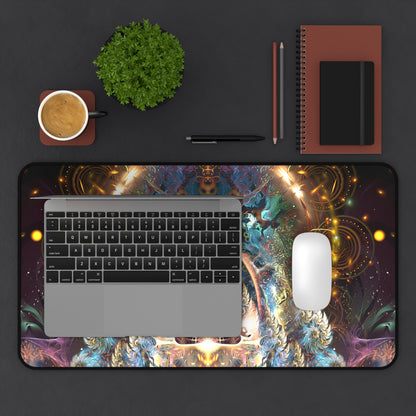 Density 432 desk mat displayed on a home office desk setup