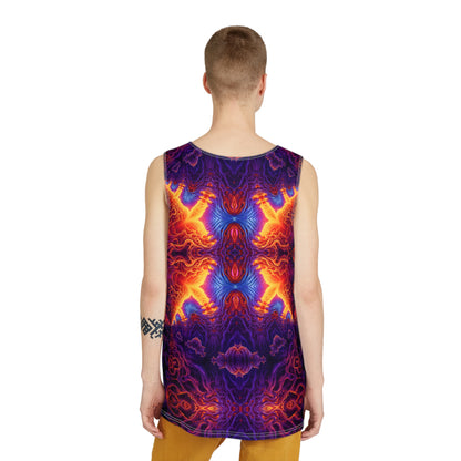 Overhead view of the Lilith's Gate men's tank top laid flat.
