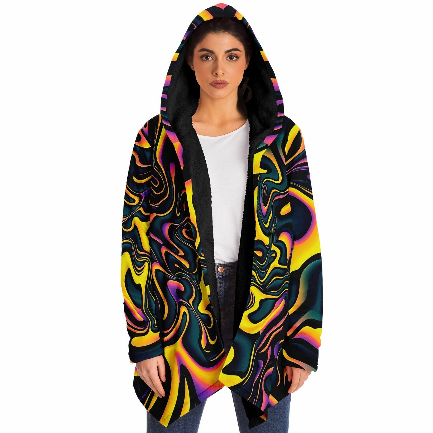 "Pink Plus Black Equals Yellow" HOODED CLOAK