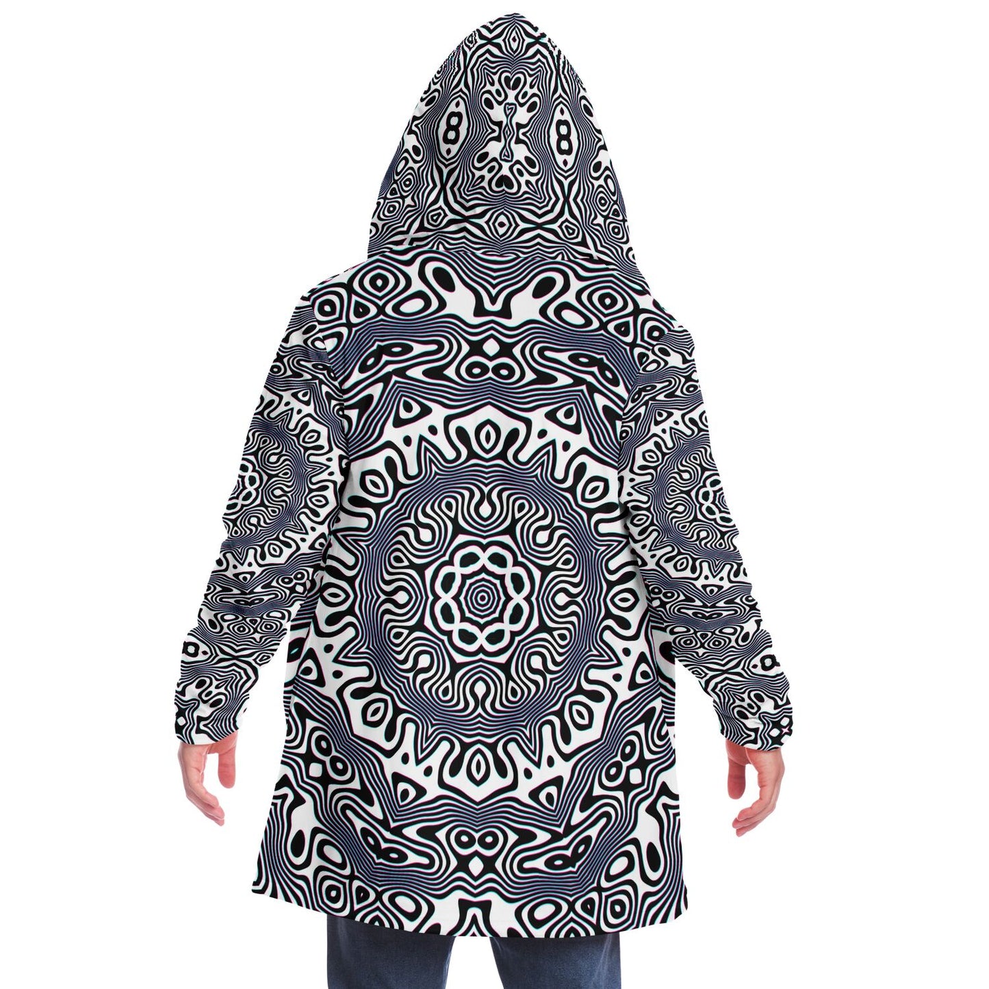 "Wild Cat Mandala (White)" HOODED CLOAK