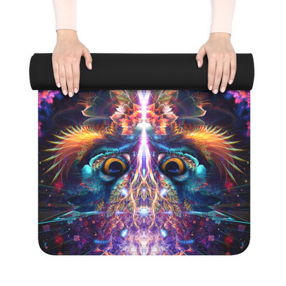 Peekaboo yoga mat with the full edge-to-edge print design.