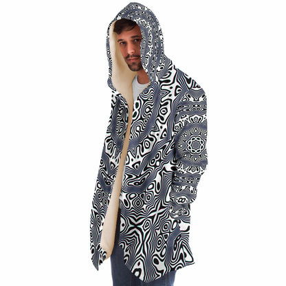 "Wild Cat Mandala (White)" HOODED CLOAK