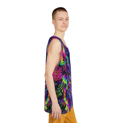 Psyro tank top folded, showing the psychedelic print pattern.