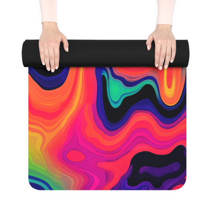 Corner view of the Drizzle yoga mat showing the rubber non-slip bottom