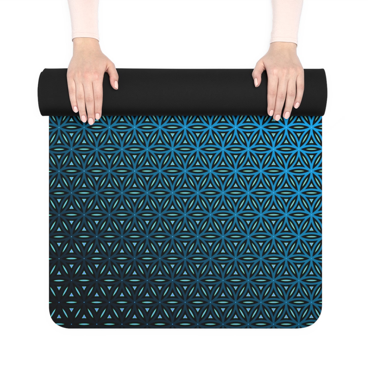 "Blue Flower of Life Pattern" YOGA MAT