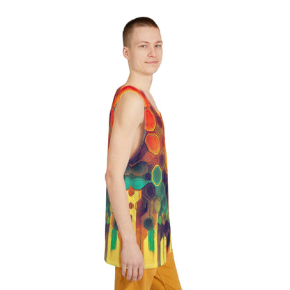Flat lay of the Honeycombed psychedelic men's tank top.