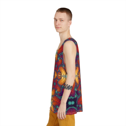 Full view of the Psychedelic Fractal print men's tank top