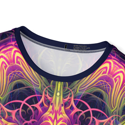 'Gatekeepers Mandala' sport tee for men, angled view showing the fabric and fit.