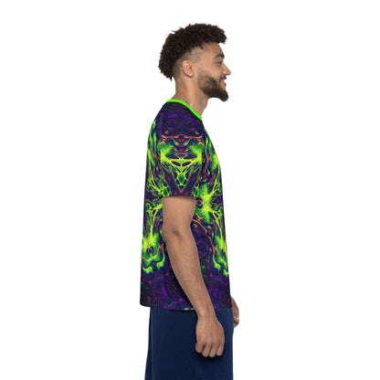 'Goodala' sport tee for men, close-up of the sleeve print.