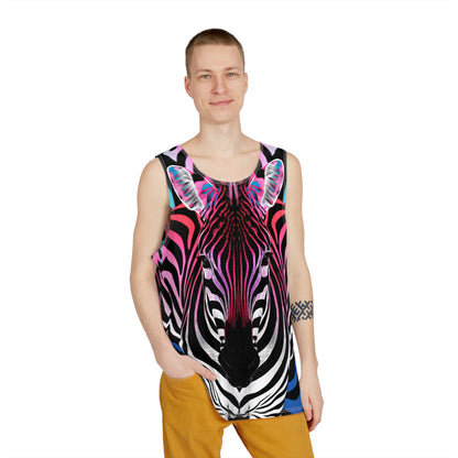 Psybra print men's tank top laid flat